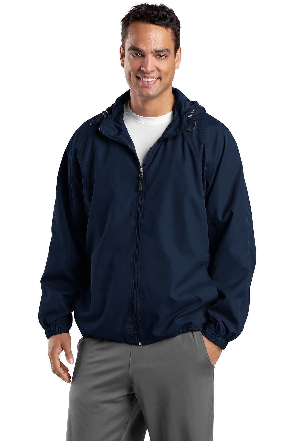 Sport-Tek Tall Hooded Raglan Jacket. TJST73 Mens Apparel Jackets & Vests