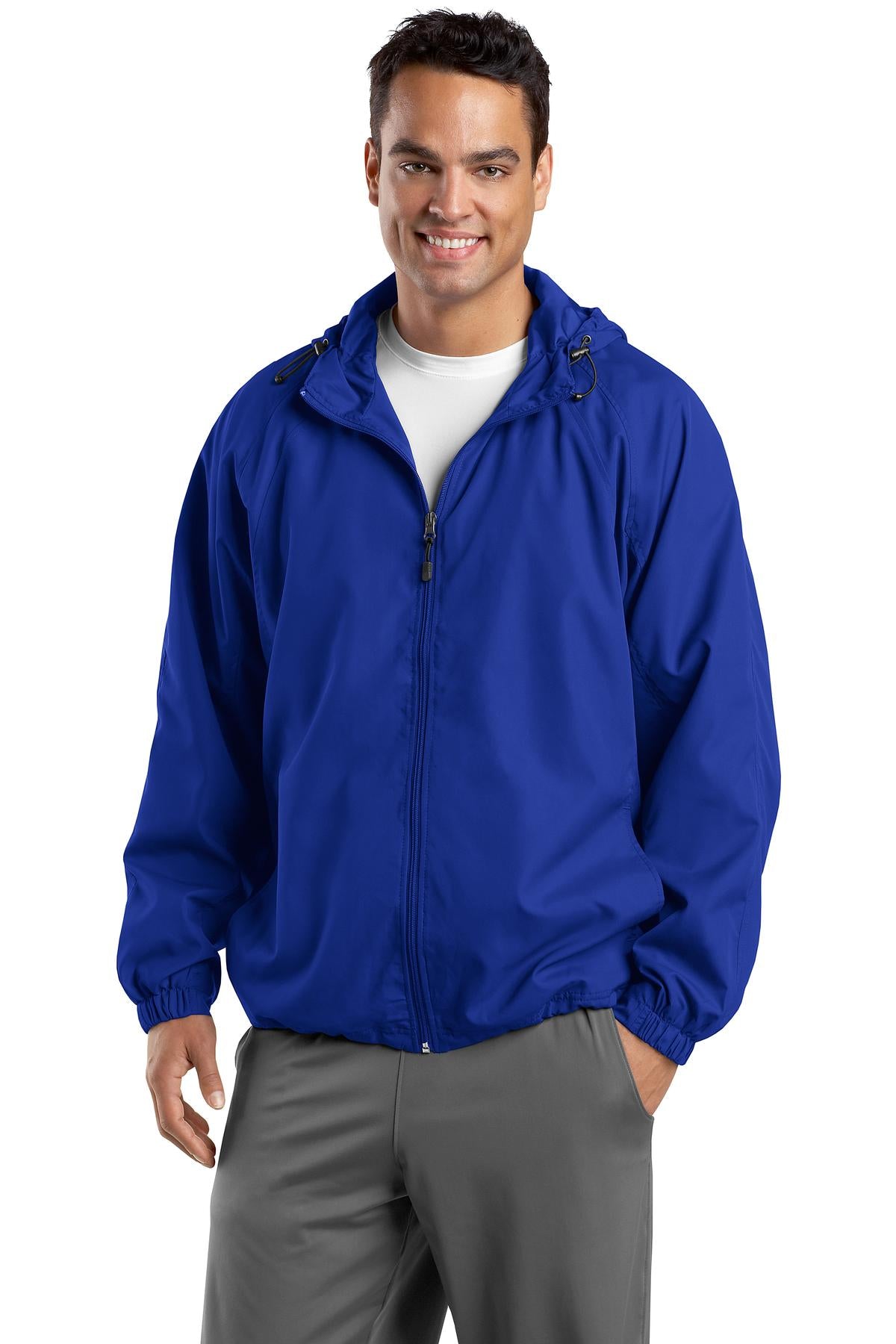 Sport-Tek Tall Hooded Raglan Jacket. TJST73 Mens Apparel Jackets & Vests