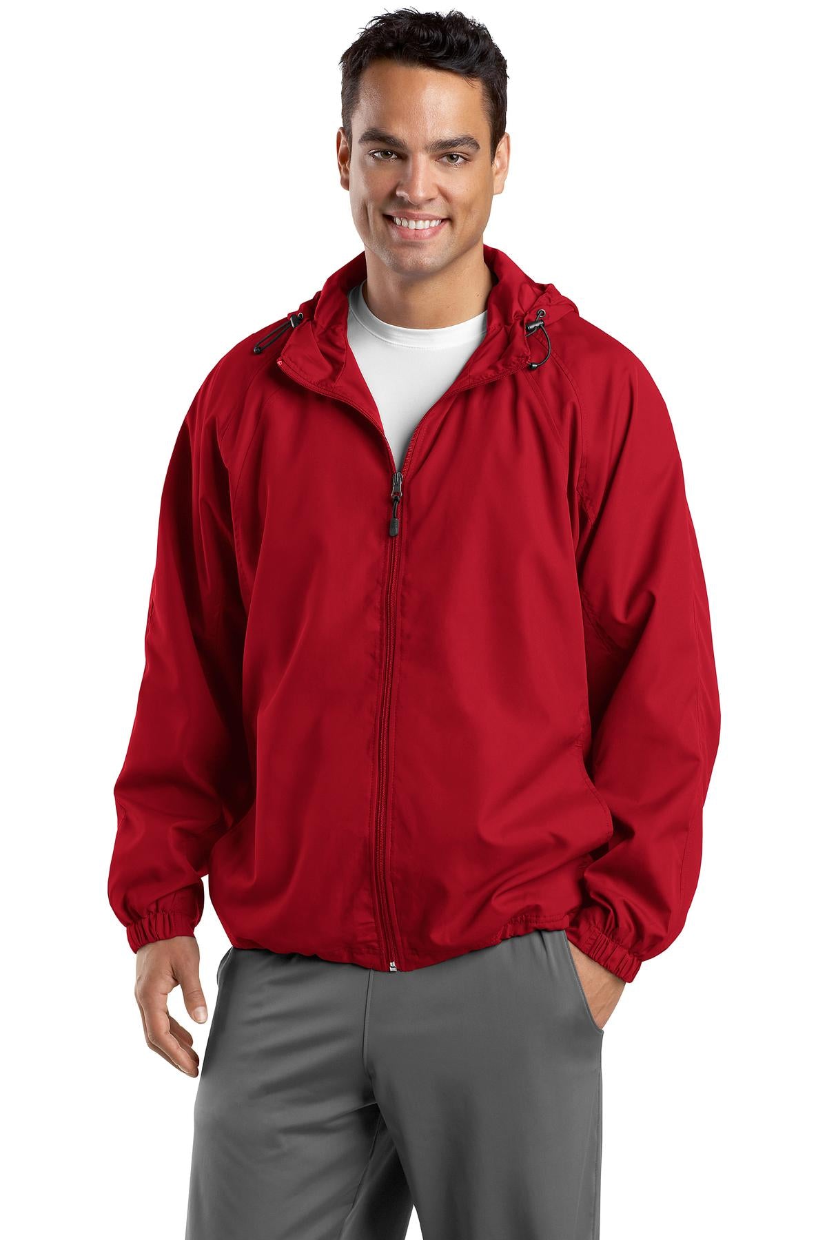 Sport-Tek Tall Hooded Raglan Jacket. TJST73 Mens Apparel Jackets & Vests
