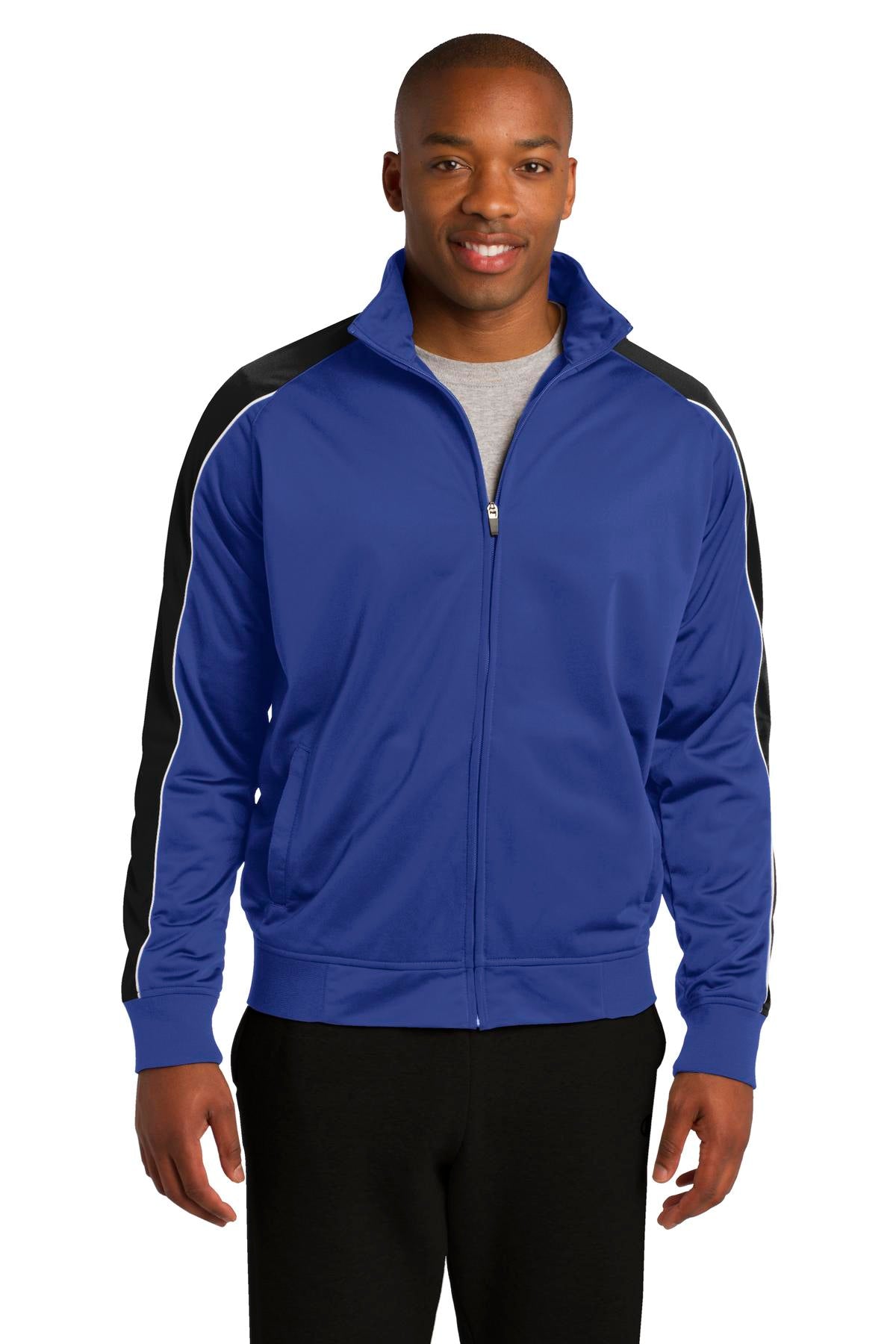 Sport-Tek Piped Tricot Track Jacket. JST92 Mens Apparel Jackets & Vests