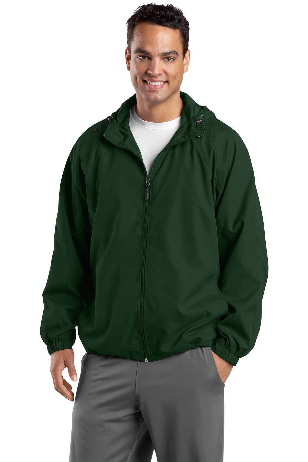 Sport-Tek Tall Hooded Raglan Jacket. TJST73 Mens Apparel Jackets & Vests