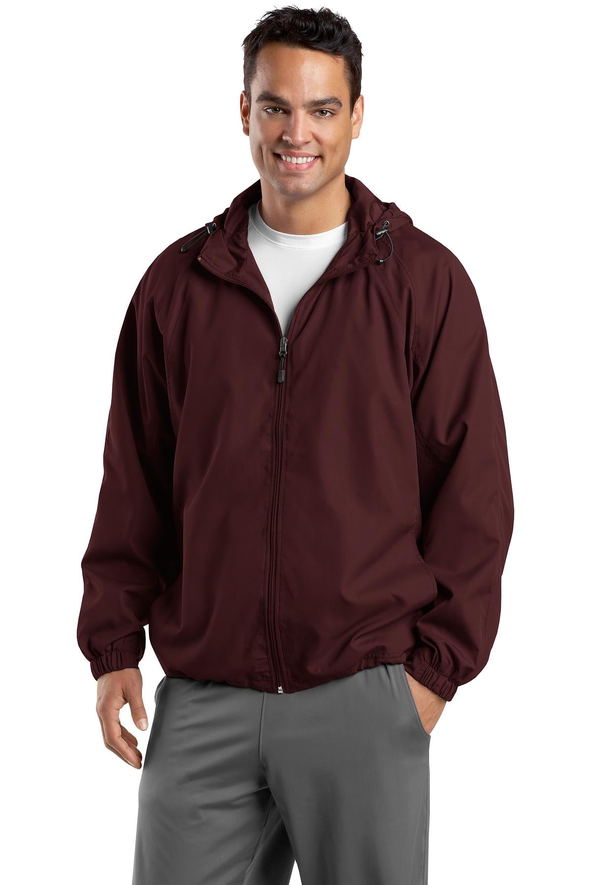 Sport-Tek Tall Hooded Raglan Jacket. TJST73 Mens Apparel Jackets & Vests