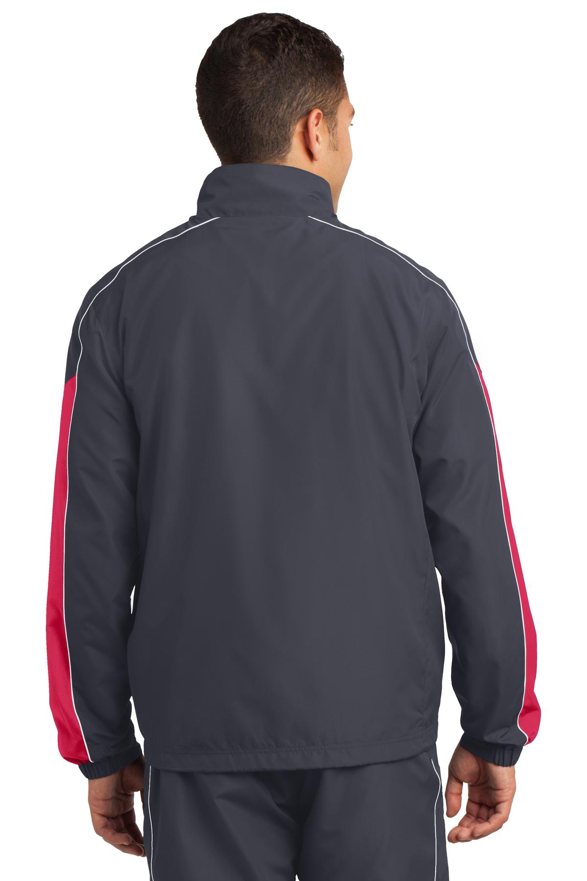 Sport-Tek Piped Colorblock Wind Jacket. JST61 Mens Apparel Jackets & Vests
