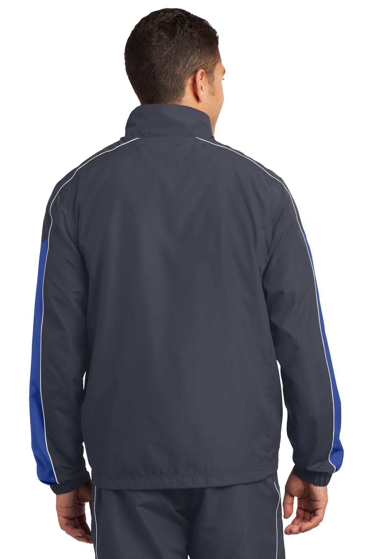 Sport-Tek Piped Colorblock Wind Jacket. JST61 Mens Apparel Jackets & Vests