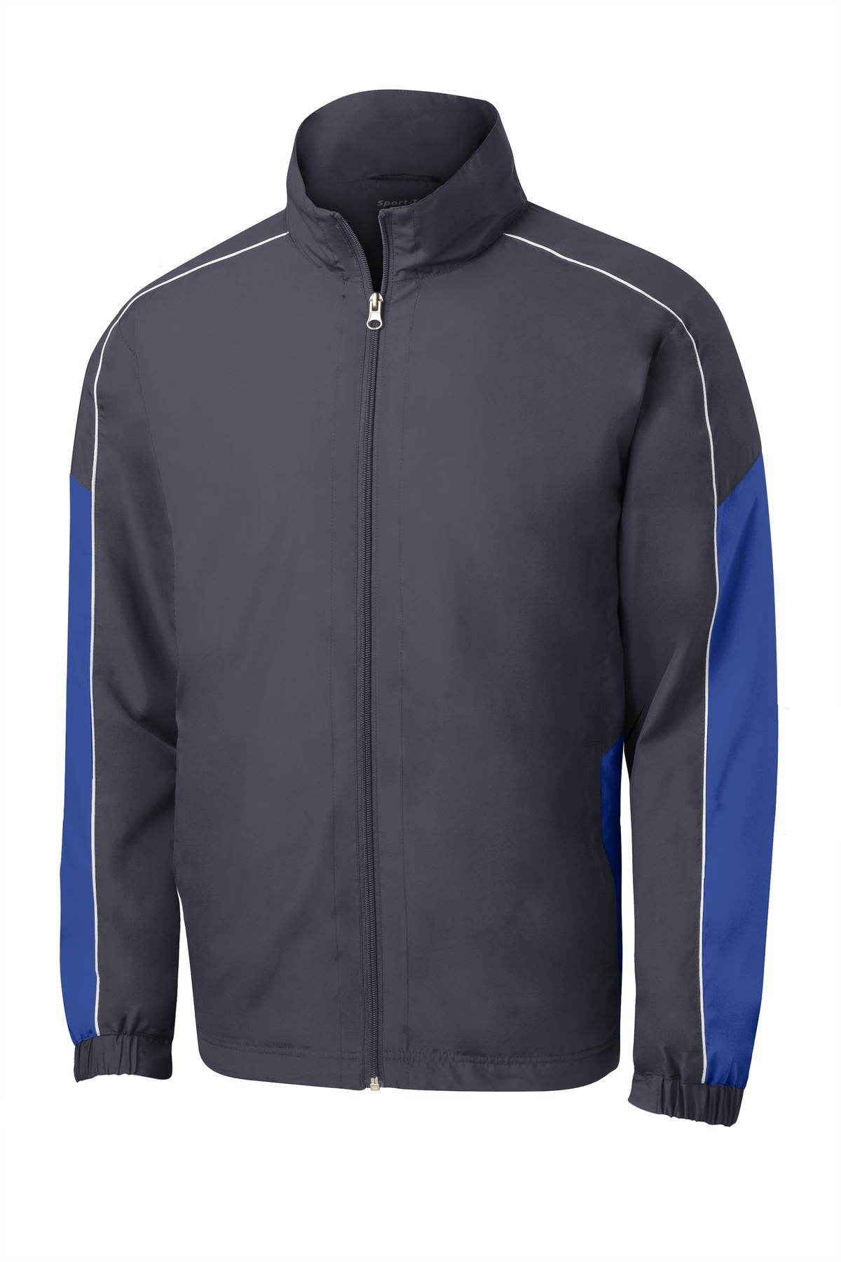 Sport-Tek Piped Colorblock Wind Jacket. JST61 Mens Apparel Jackets & Vests