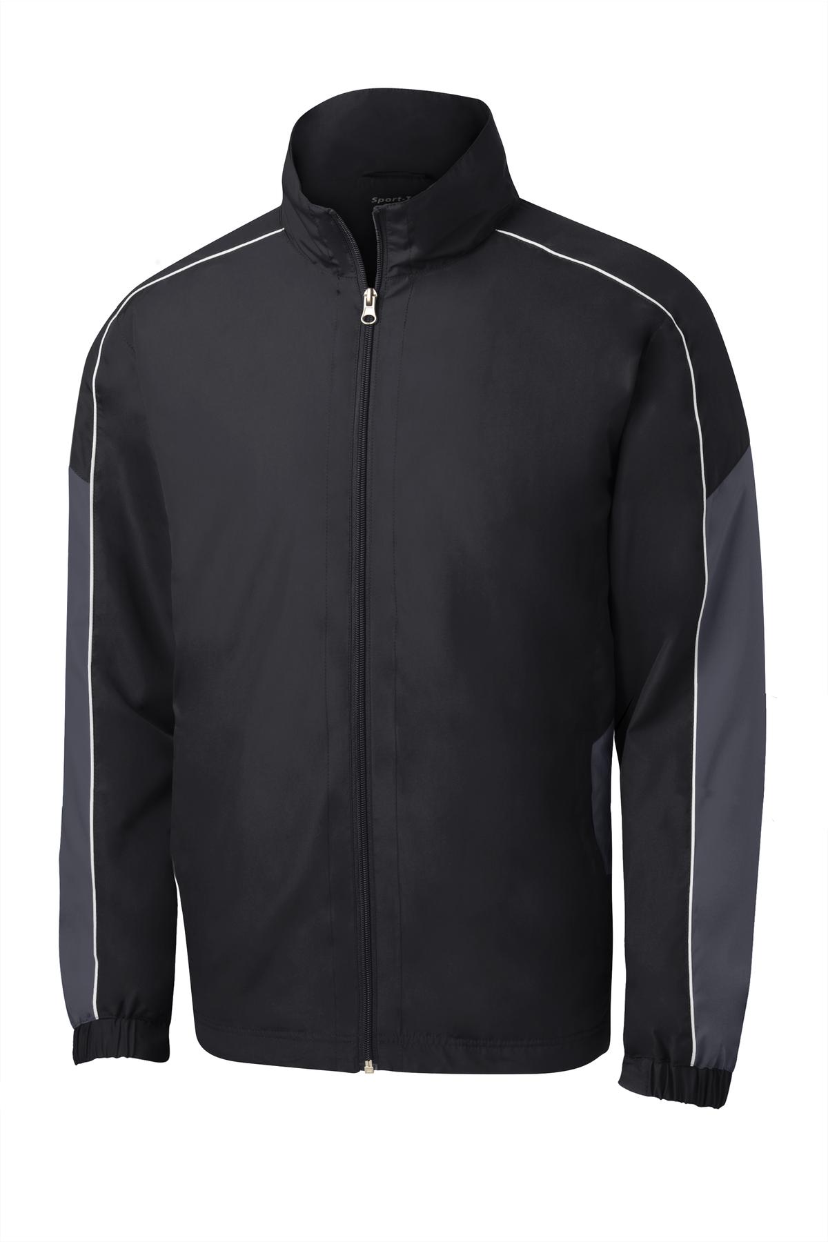 Sport-Tek Piped Colorblock Wind Jacket. JST61 Mens Apparel Jackets & Vests