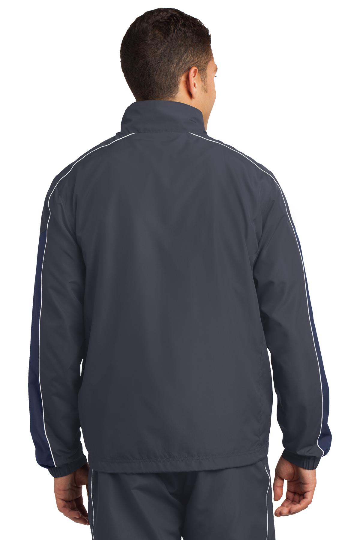 Sport-Tek Piped Colorblock Wind Jacket. JST61 Mens Apparel Jackets & Vests