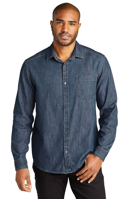Port Authority Men's Long Sleeve Perfect Denim Shirt W676 Mens Apparel Shirts & Tops