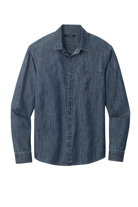 Port Authority Men's Long Sleeve Perfect Denim Shirt W676 Mens Apparel Shirts & Tops