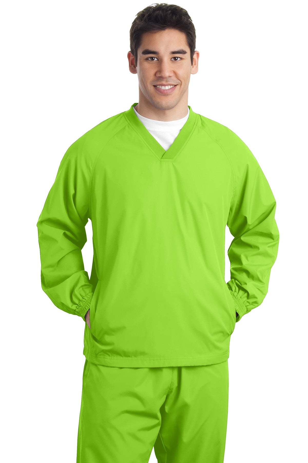 Sport-Tek Tall V-Neck Raglan Wind Shirt - Tall Mens Apparel Sweatshirts & Fleece