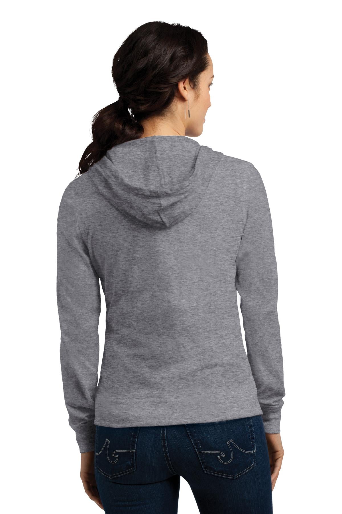 District Women's Fitted Jersey Full-Zip Hoodie. DT2100 Womens Apparel Sweatshirts & Fleece