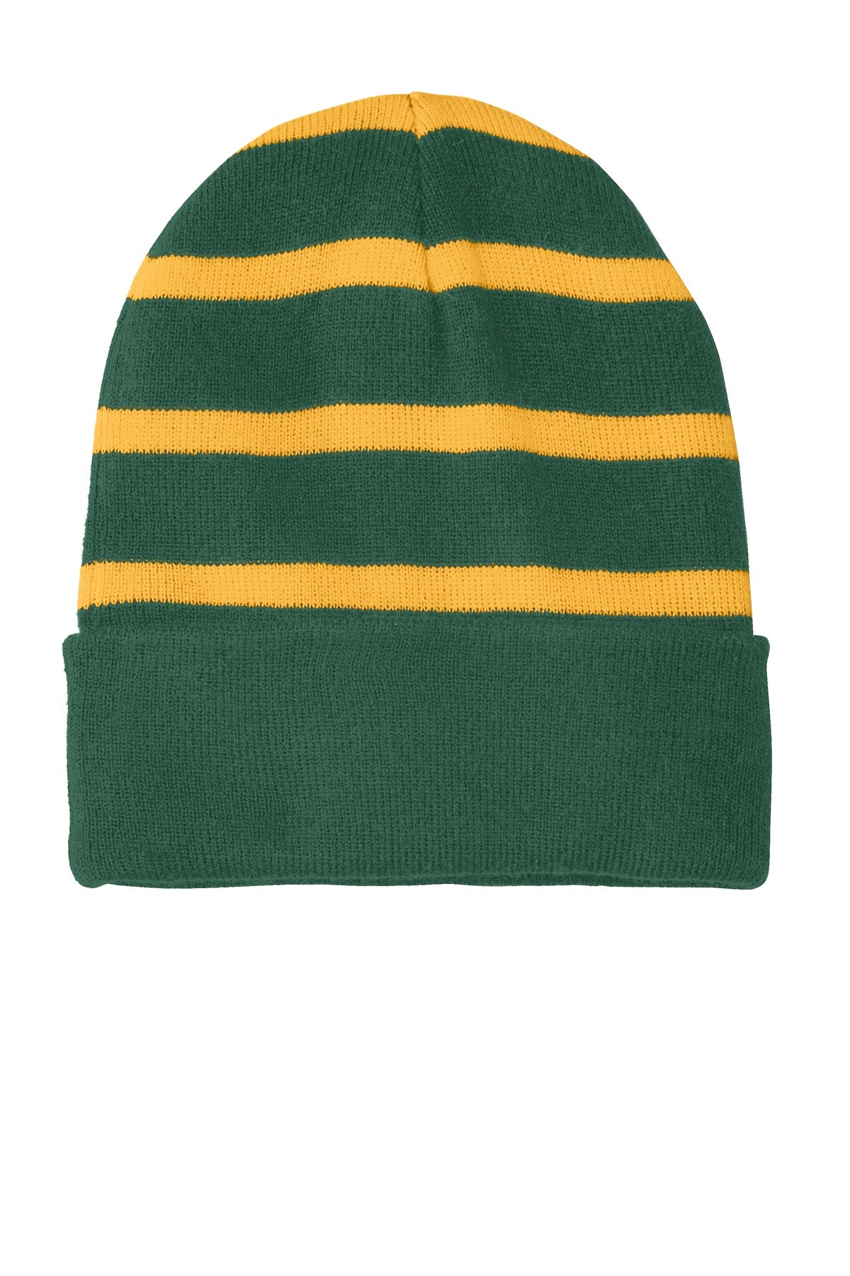 Sport-Tek Striped Beanie with Solid Band Unisex Accessories Hats & Caps