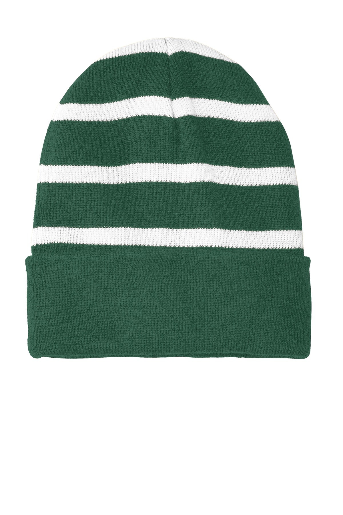Sport-Tek Striped Beanie with Solid Band Unisex Accessories Hats & Caps