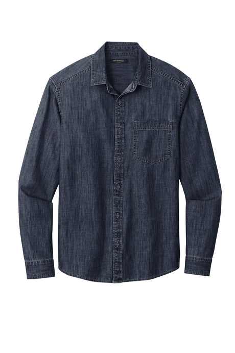 Port Authority Men's Long Sleeve Perfect Denim Shirt W676 Mens Apparel Shirts & Tops