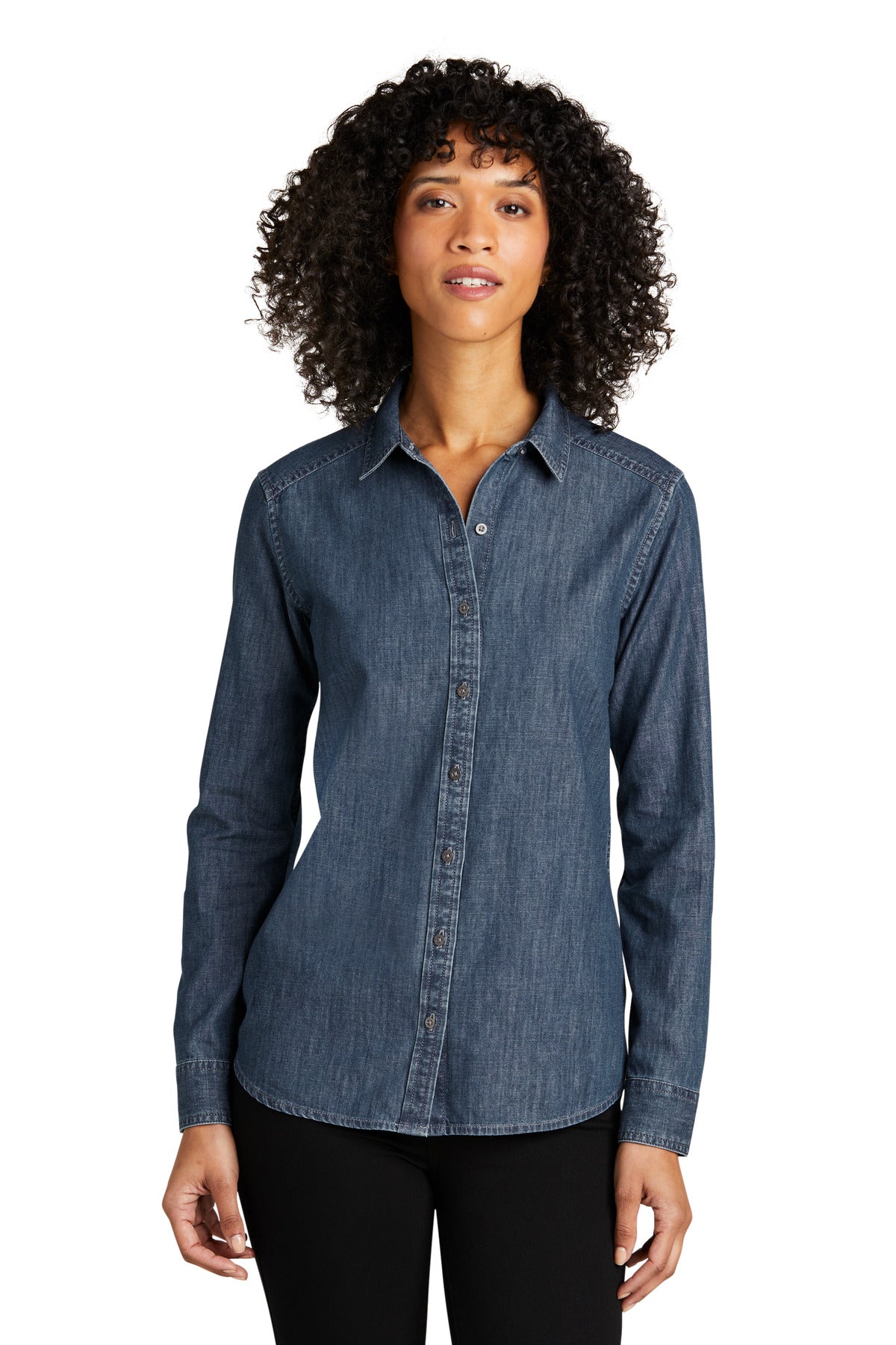 Port Authority Women's Long Sleeve Perfect Denim Shirt LW676 Womens Apparel Shirts & Tops