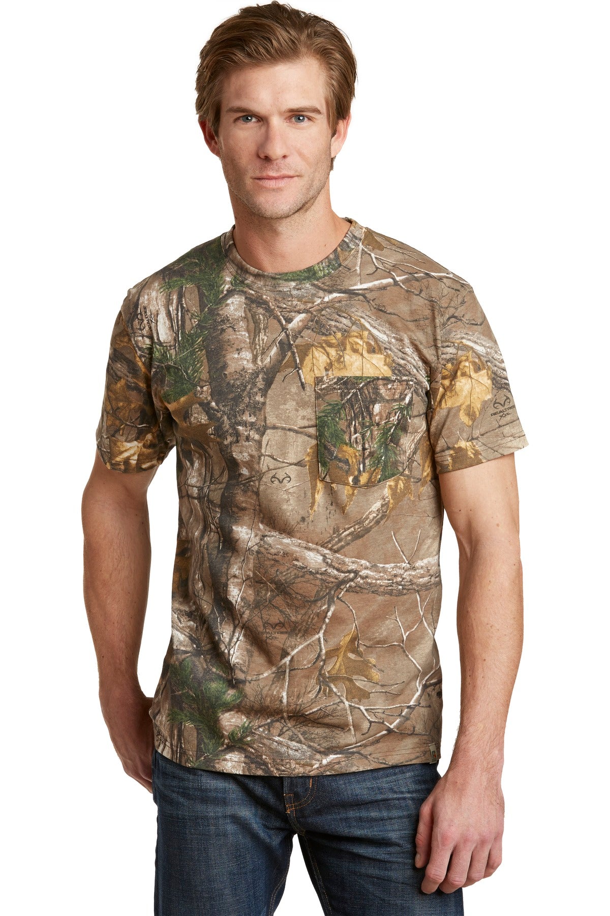 Russell Outdoors Men's Realtree Explorer 100% Cotton T-Shirt with Pocket S021R Mens Apparel Shirts & Tops