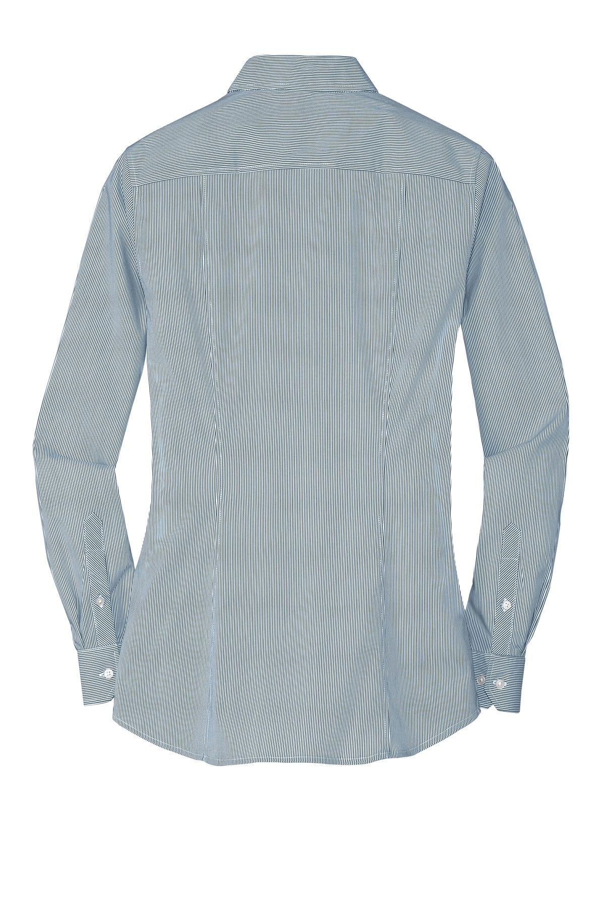 Port Authority Ladies Fine Stripe Stretch Poplin Shirt. L647 Womens Apparel Shirts & Tops