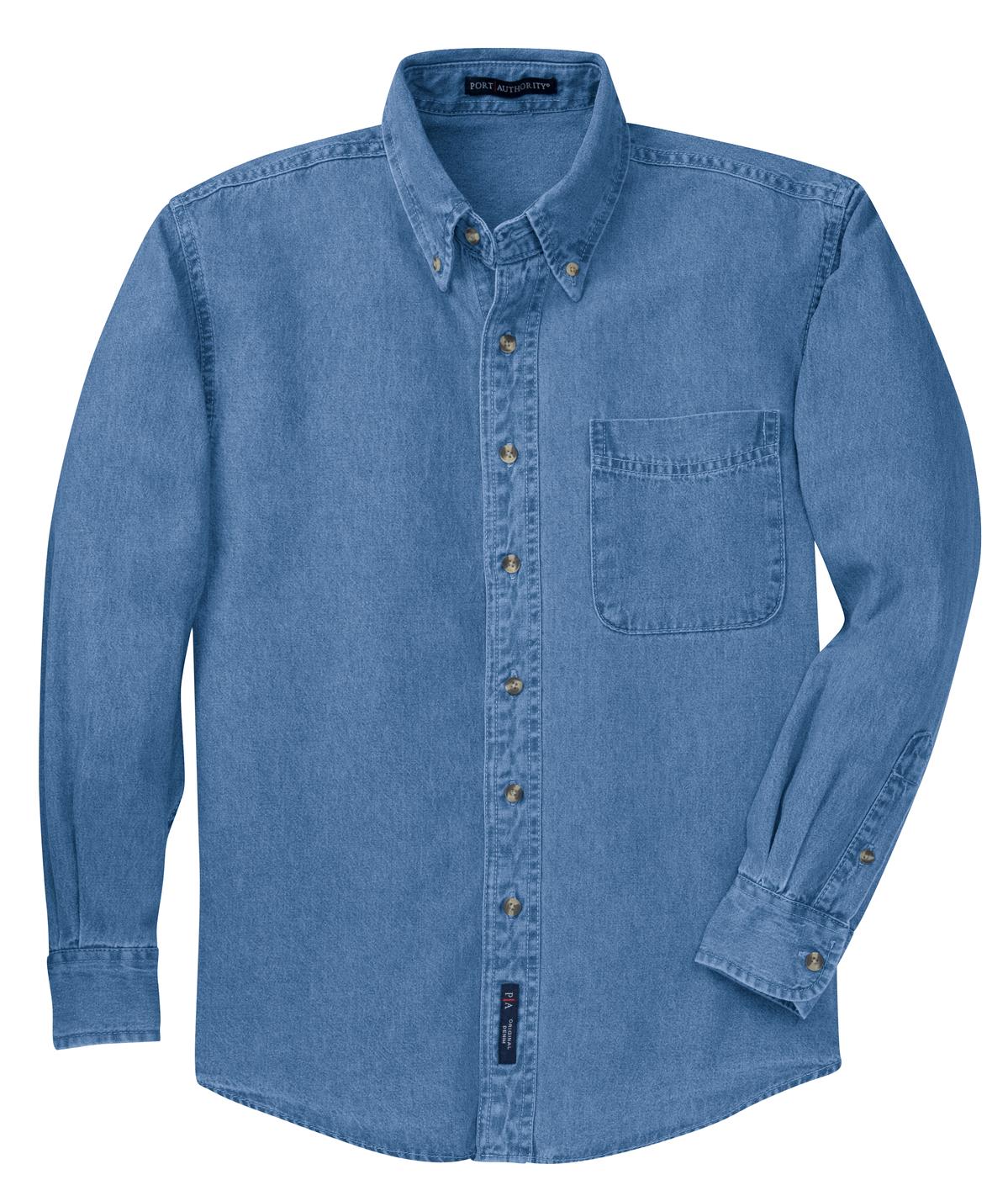 Port Authority Men's Tall Long Sleeve Denim Shirt. TLS600 Mens Apparel Shirts & Tops
