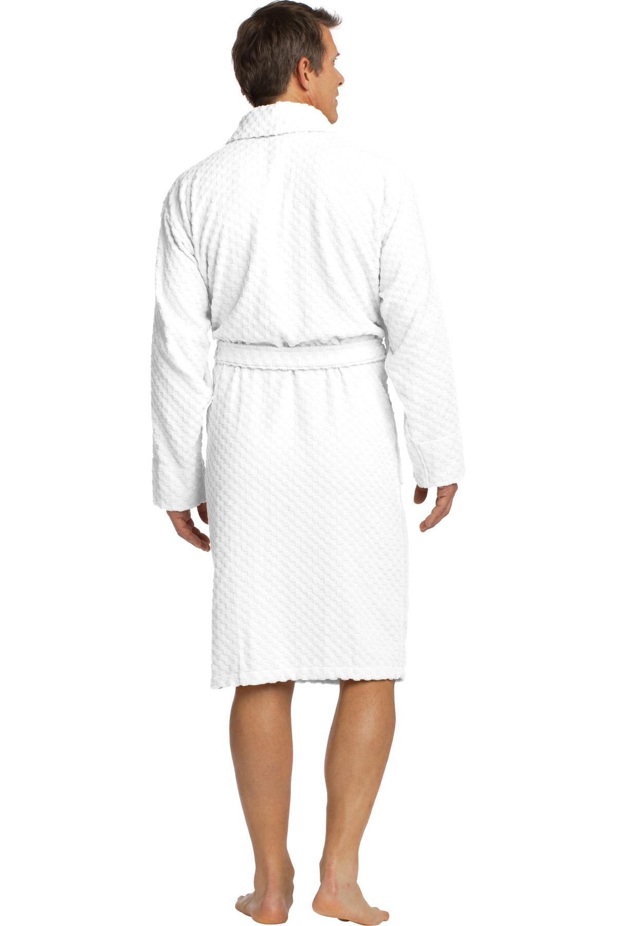 Port Authority Checkered Terry Shawl Collar Robe. R103 Unisex Accessories Robes & Towels