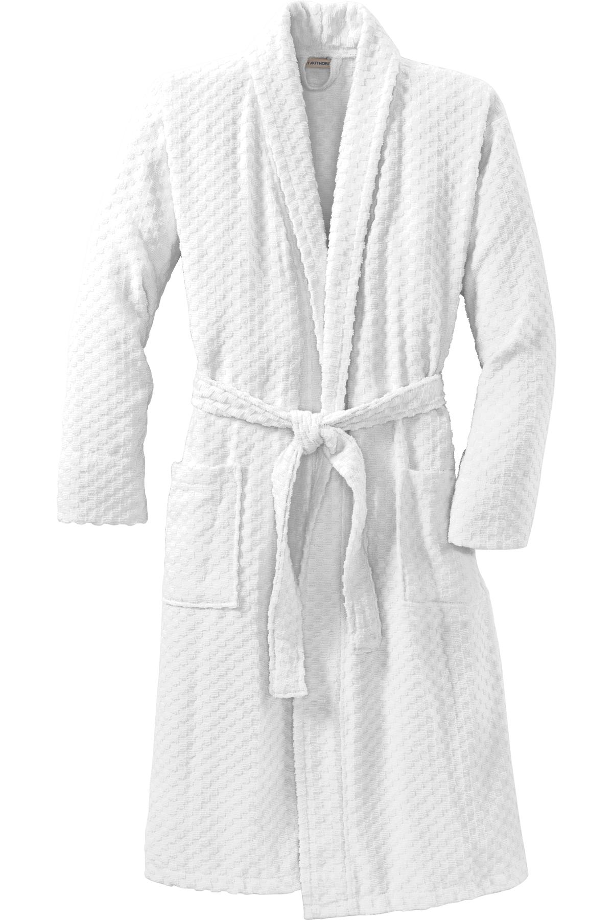 Port Authority Checkered Terry Shawl Collar Robe. R103 Unisex Accessories Robes & Towels