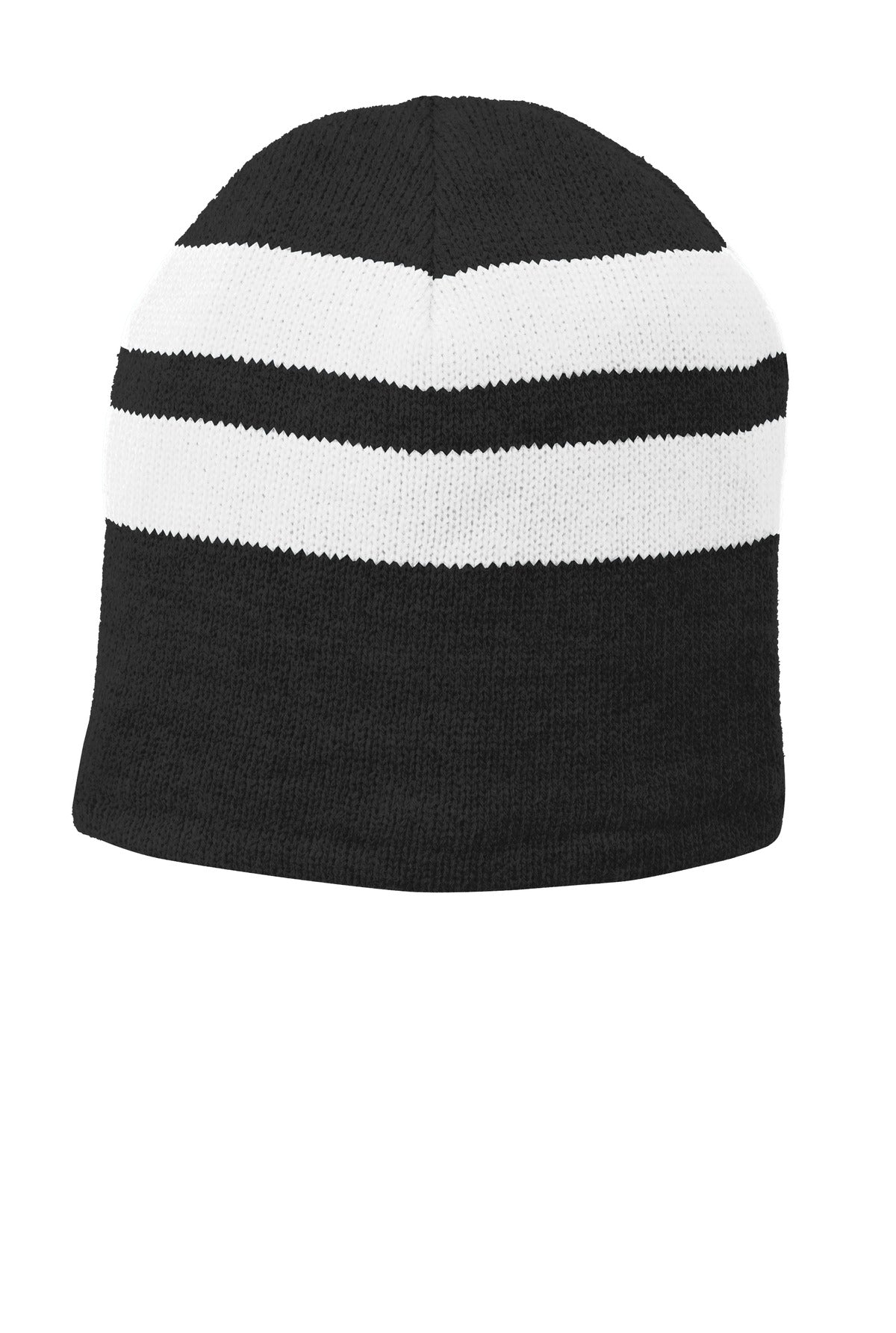 Port & Company Fleece-Lined Striped Beanie Cap Unisex Accessories Hats & Caps
