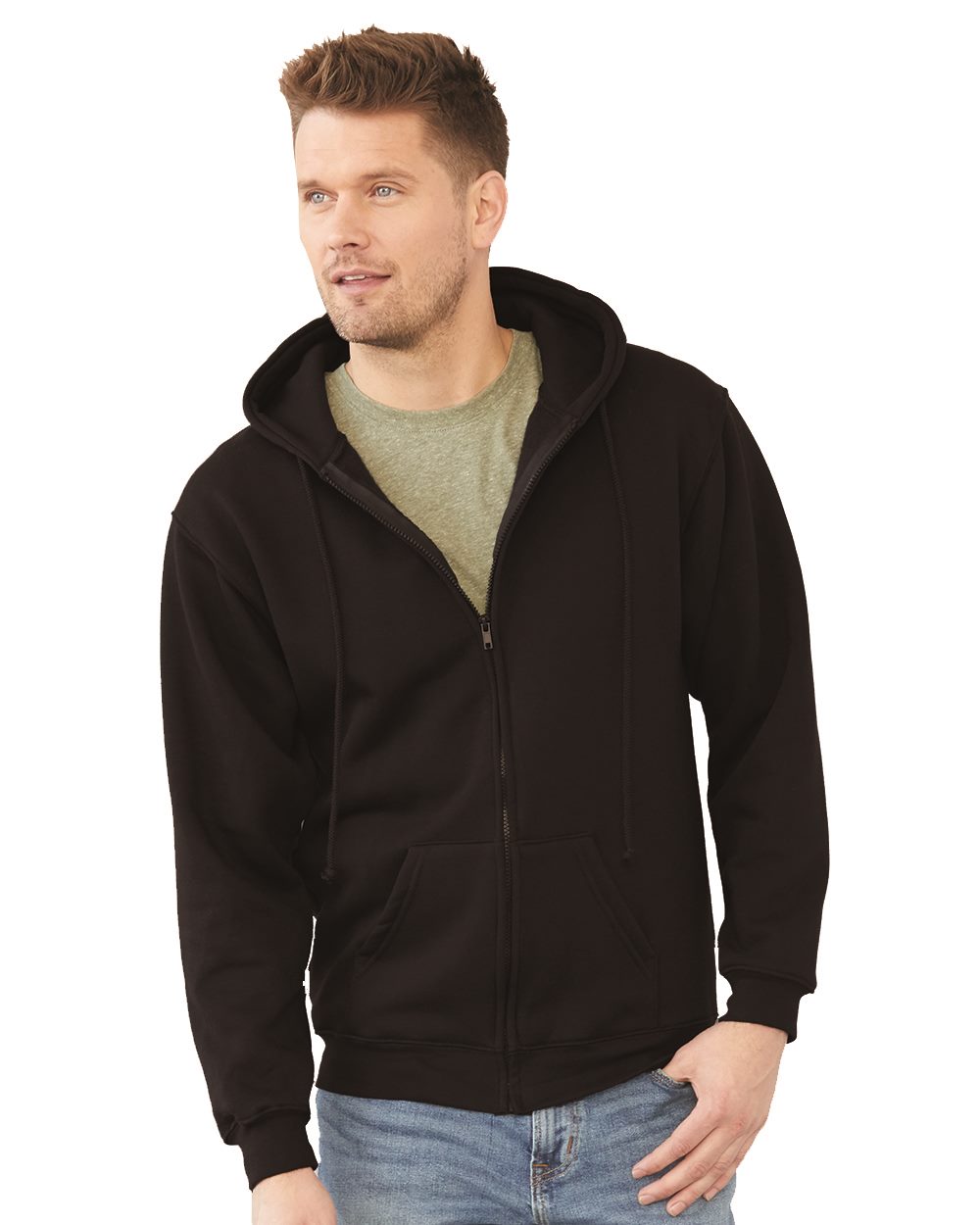 Bayside Men's USA-Made Full-Zip Hooded Sweatshirt Mens Apparel Sweatshirts & Fleece