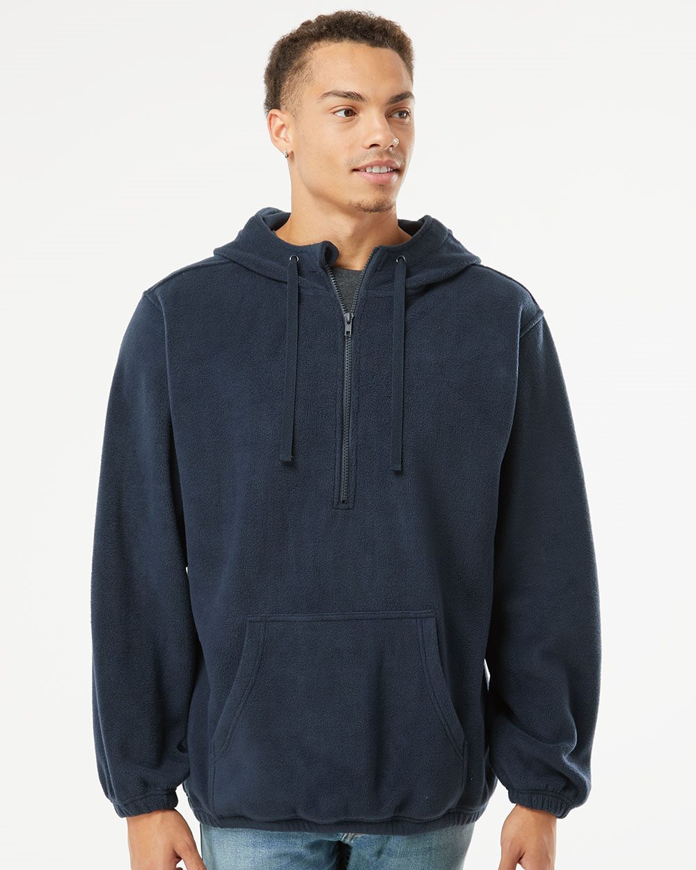 Burnside Polar Fleece Quarter-Zip Scuba Hooded Pullover Mens Apparel Sweatshirts & Fleece