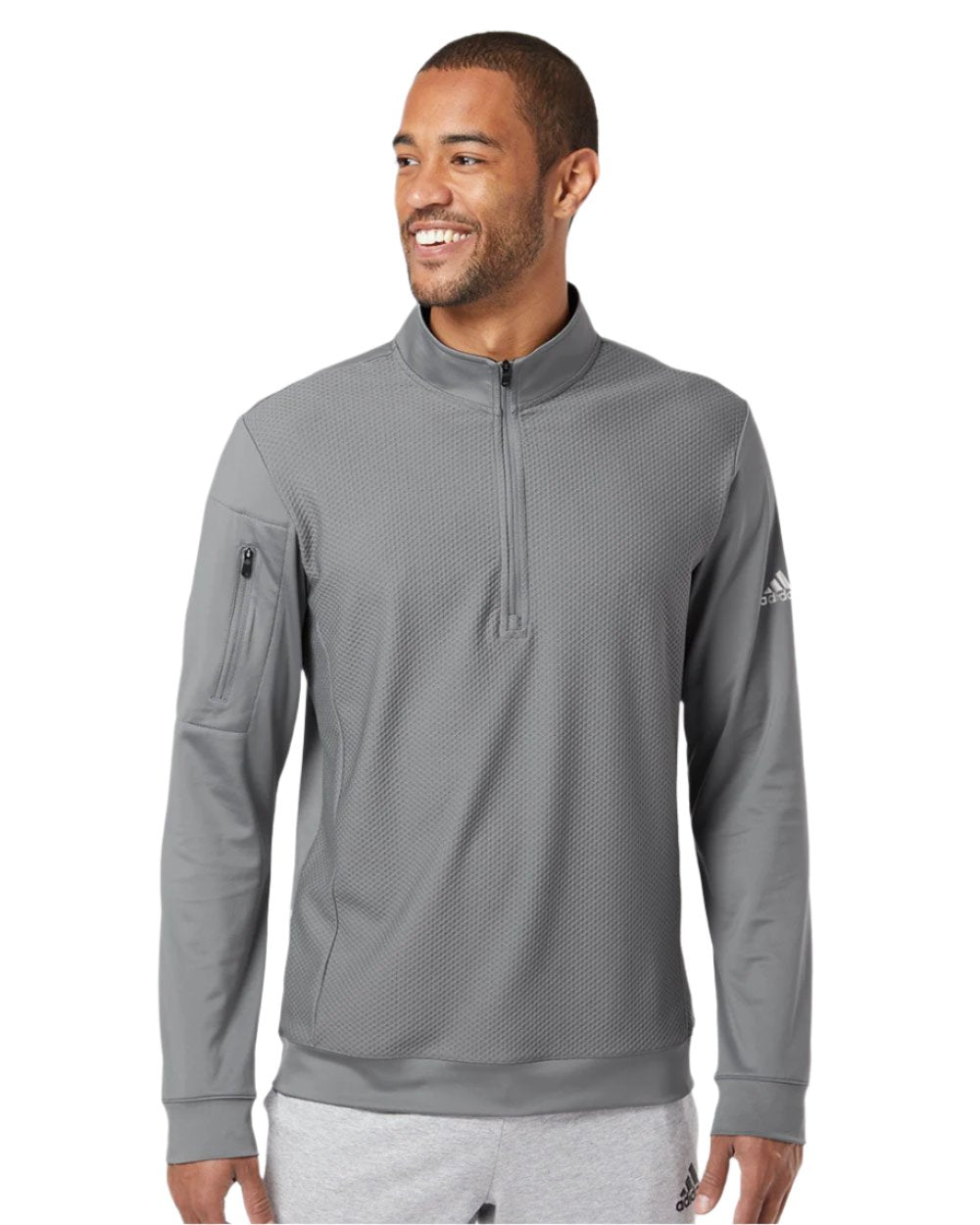 Adidas Men's Performance Textured Quarter-Zip Pullover Mens Apparel Sweatshirts & Fleece