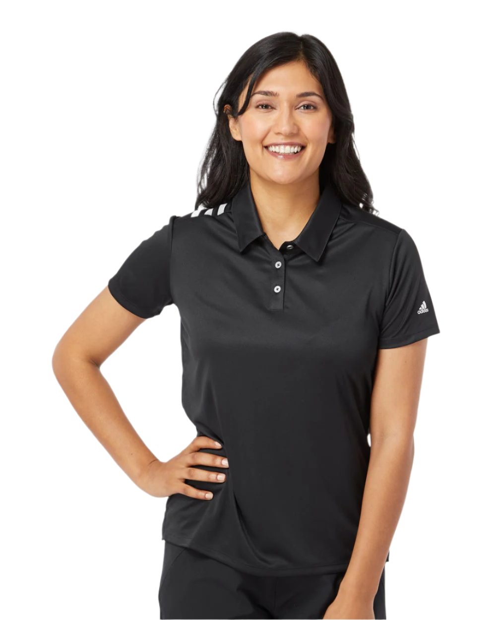 Adidas Women's 3-Stripes Shoulder Polo Womens Apparel Shirts & Tops