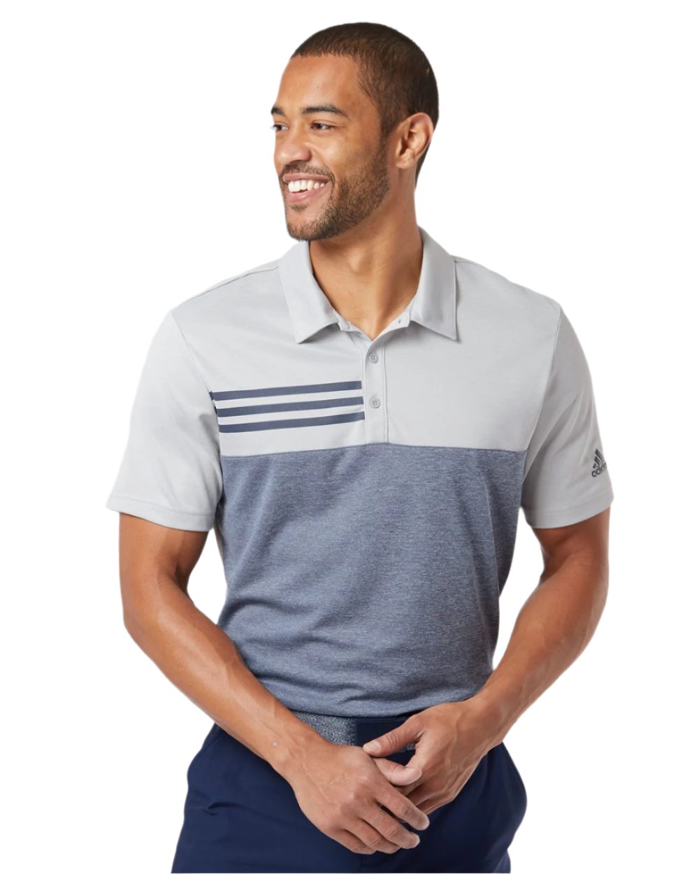 adidas Men's Heathered Colorblock 3-Stripes Polo Mens Apparel Shirts & Tops