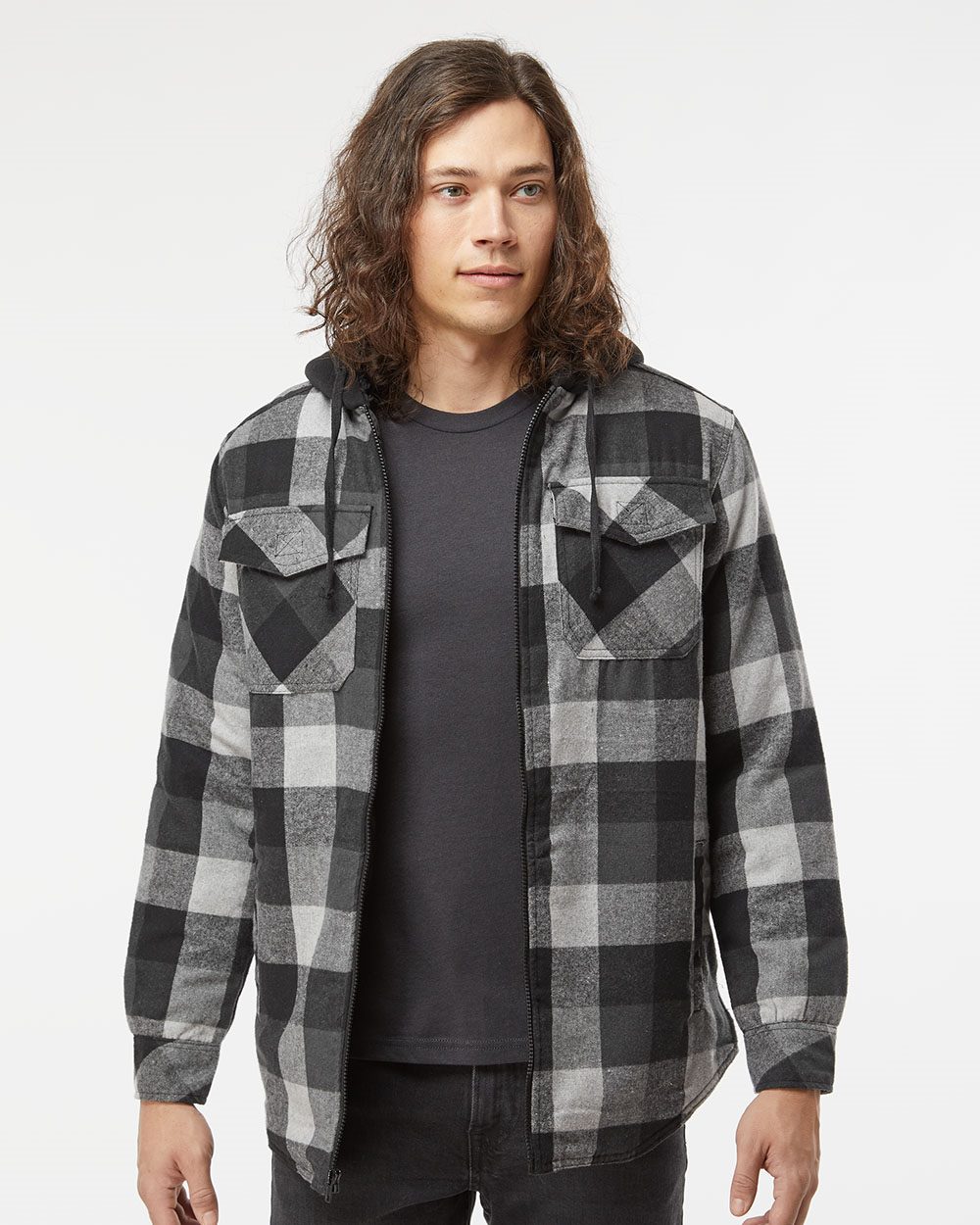 Burnside Men's Quilted Flannel Hooded Jacket League Outfitters