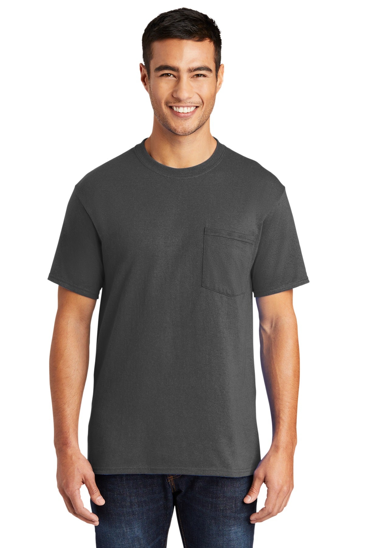 Port & Company Men's Core Blend Pocket Tee. PC55P Mens Apparel Shirts & Tops