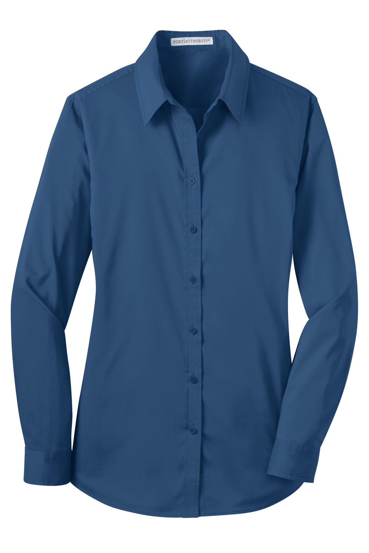Port Authority Ladies Stretch Poplin Shirt. L646 Womens Apparel Shirts & Tops