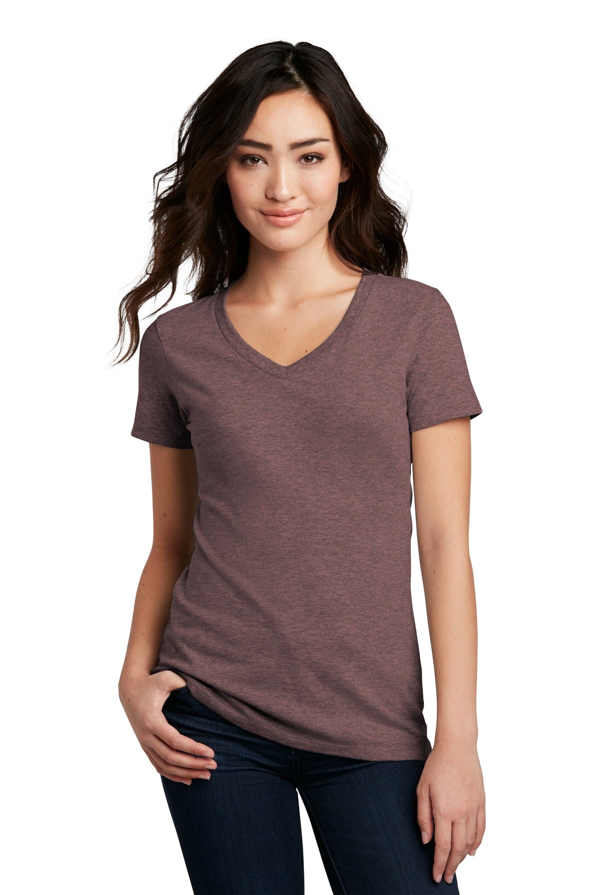 District Women's Perfect Blend V-Neck Tee. DM1190L 2 of 2 Womens Apparel Shirts & Tops