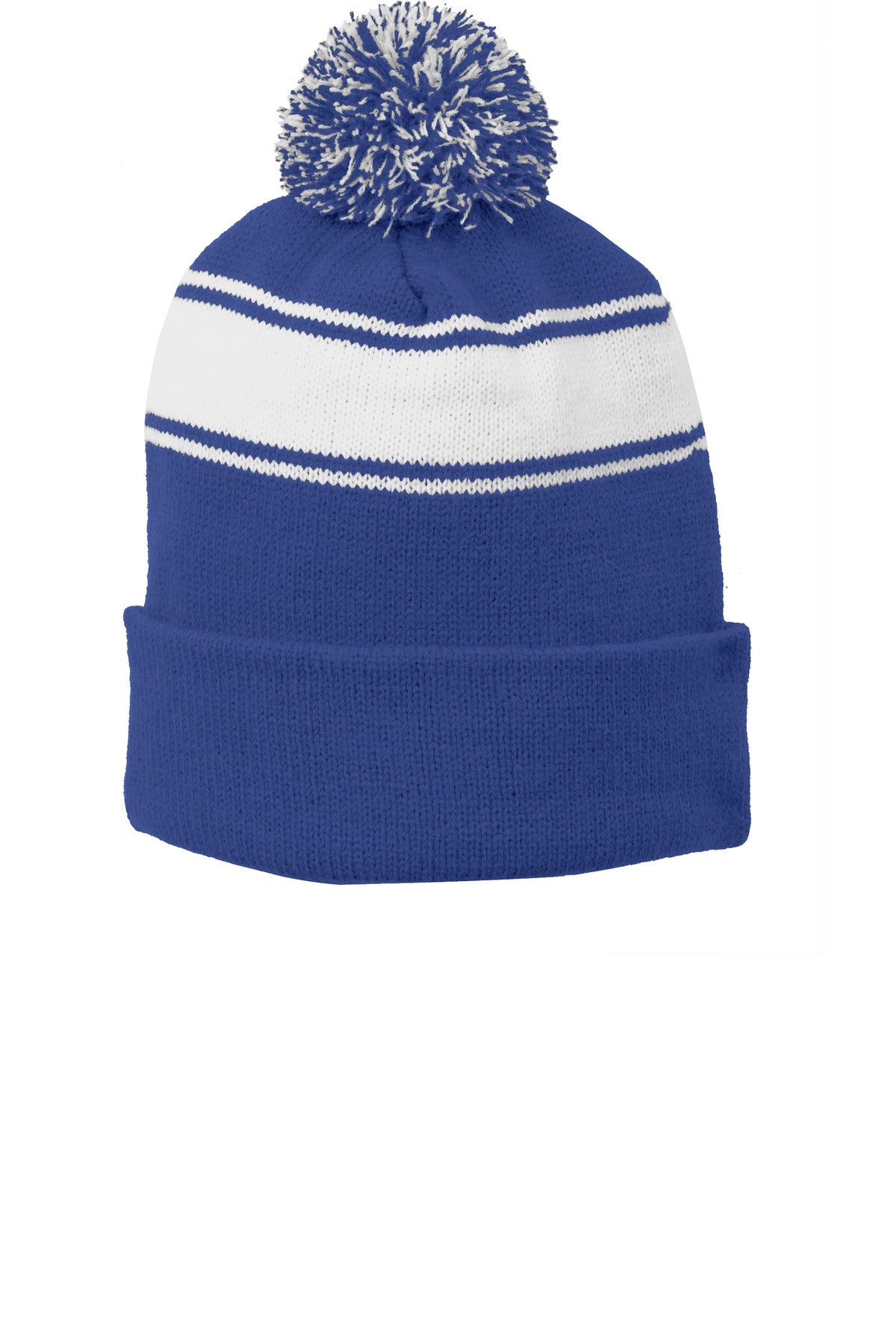 Sport-Tek Stripe Pom Pom Beanie Unisex Accessories Hats & Caps