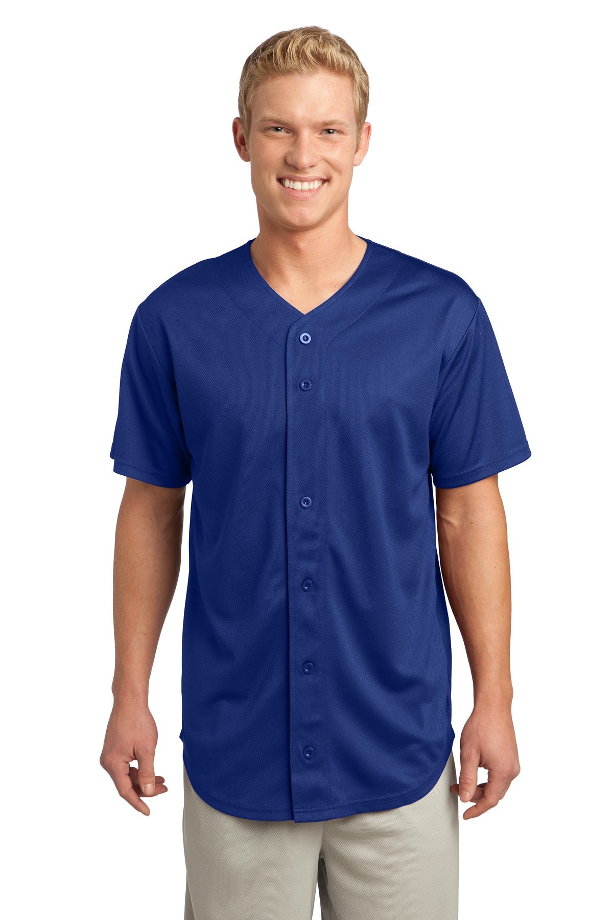 Sport-Tek Men's PosiCharge Tough Mesh Full-Button Jersey Baseball Jerseys Adult