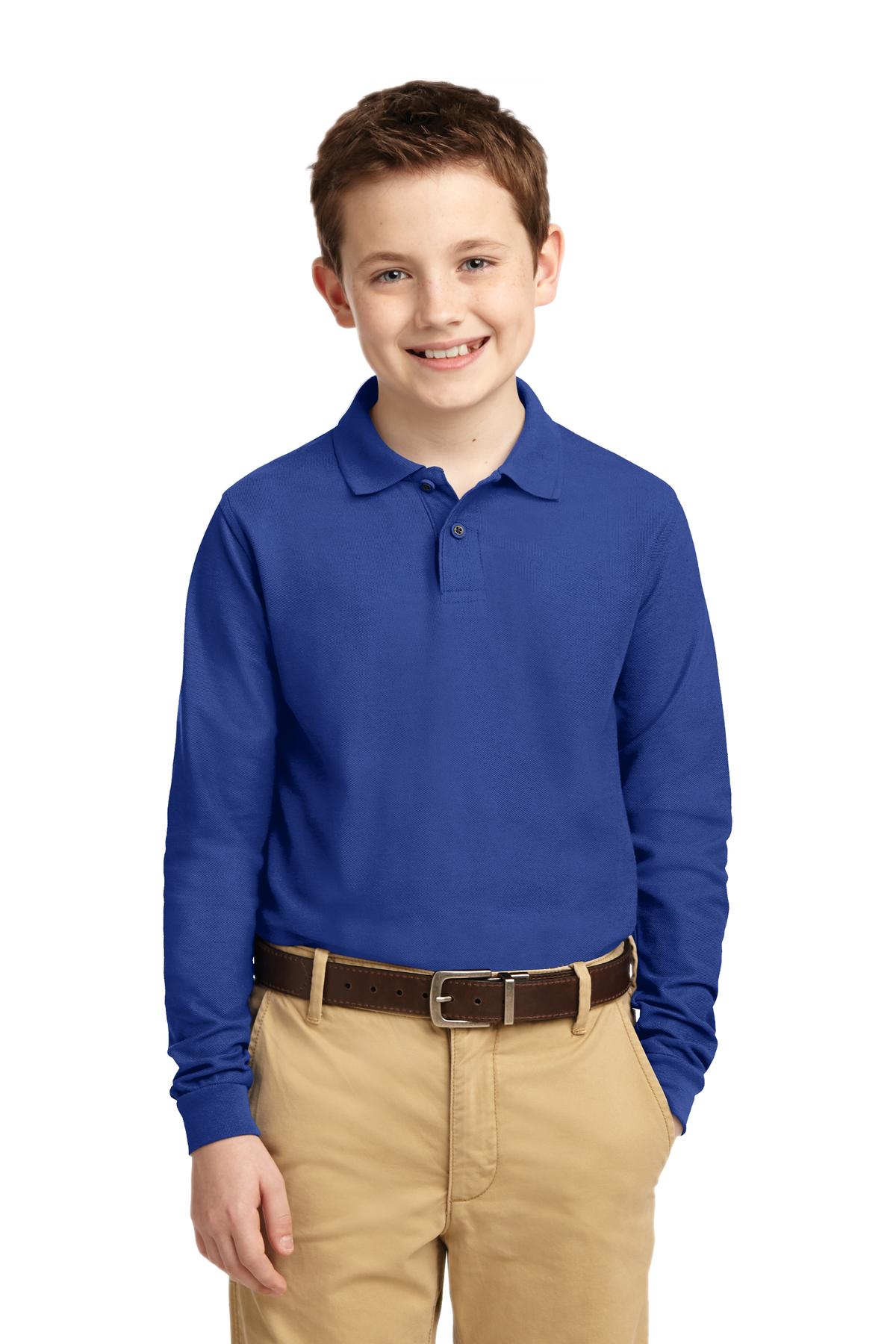 Port Authority Youth Long Sleeve Silk Touch Polo. Y500LS Youth Apparel Shirts & Tops