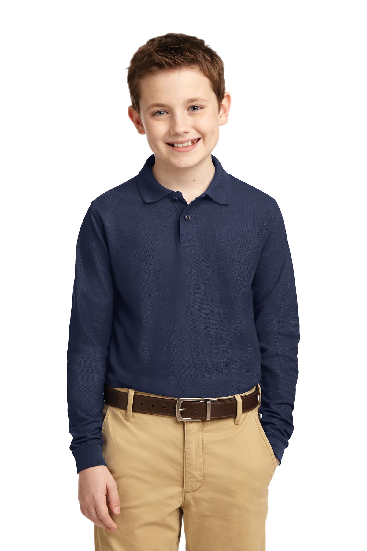 Port Authority Youth Long Sleeve Silk Touch Polo. Y500LS Youth Apparel Shirts & Tops