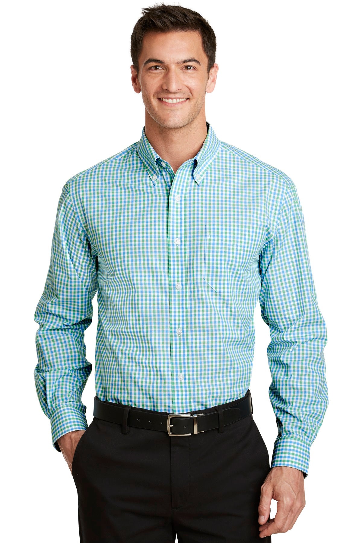 Port Authority Men's Long Sleeve Gingham Easy Care Shirt. S654 Mens Apparel Shirts & Tops