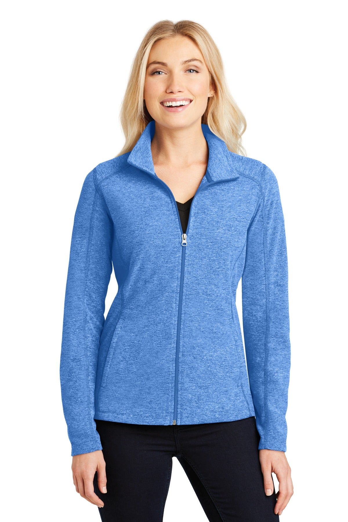 Port Authority Ladies Heather Microfleece Full-Zip Jacket. L235 Womens Apparel Jackets & Vests