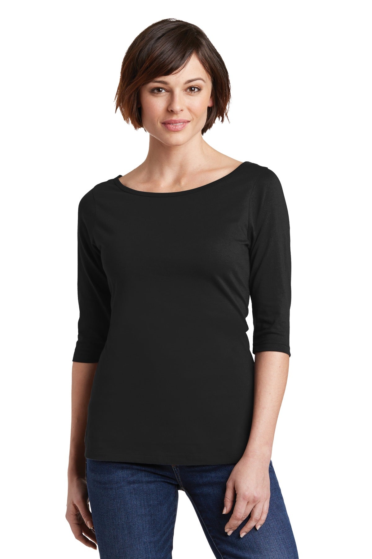 District Women's Perfect Weight 3/4-Sleeve Tee. DM107L Womens Apparel Shirts & Tops