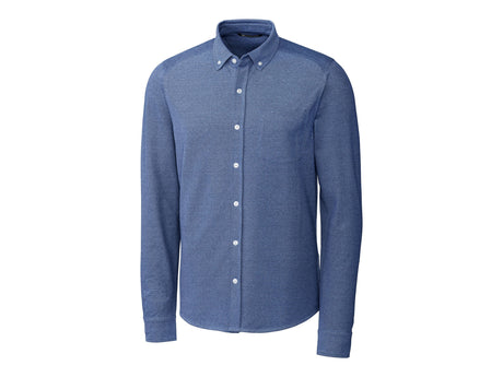 Cutter & Buck Advantage Tri-Blend Pique Long Sleeve Knitted Men's Button Down Mens Apparel Shirts & Tops