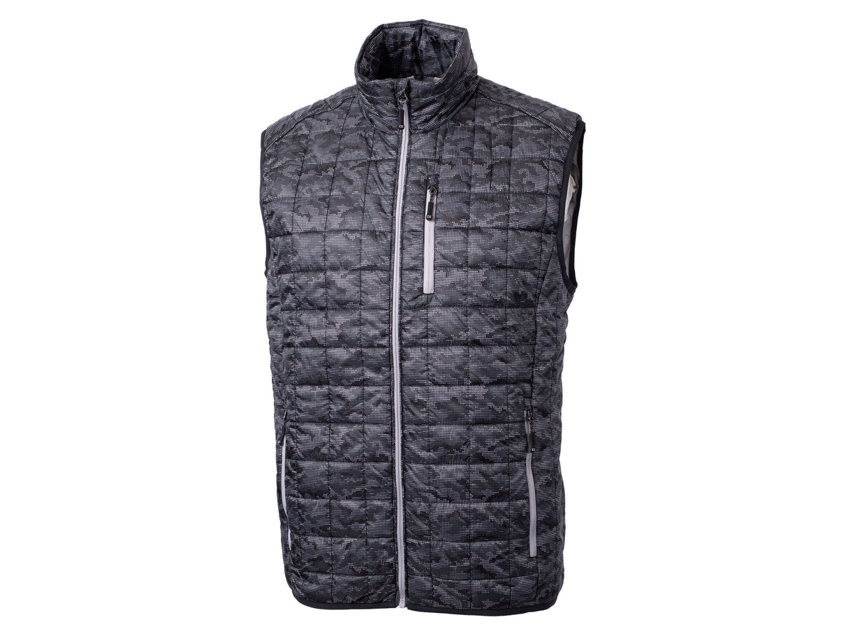 Cutter & Buck Rainier PrimaLoft® Mens Eco Insulated Full Zip Printed Puffer Vest Mens Apparel Jackets & Vests