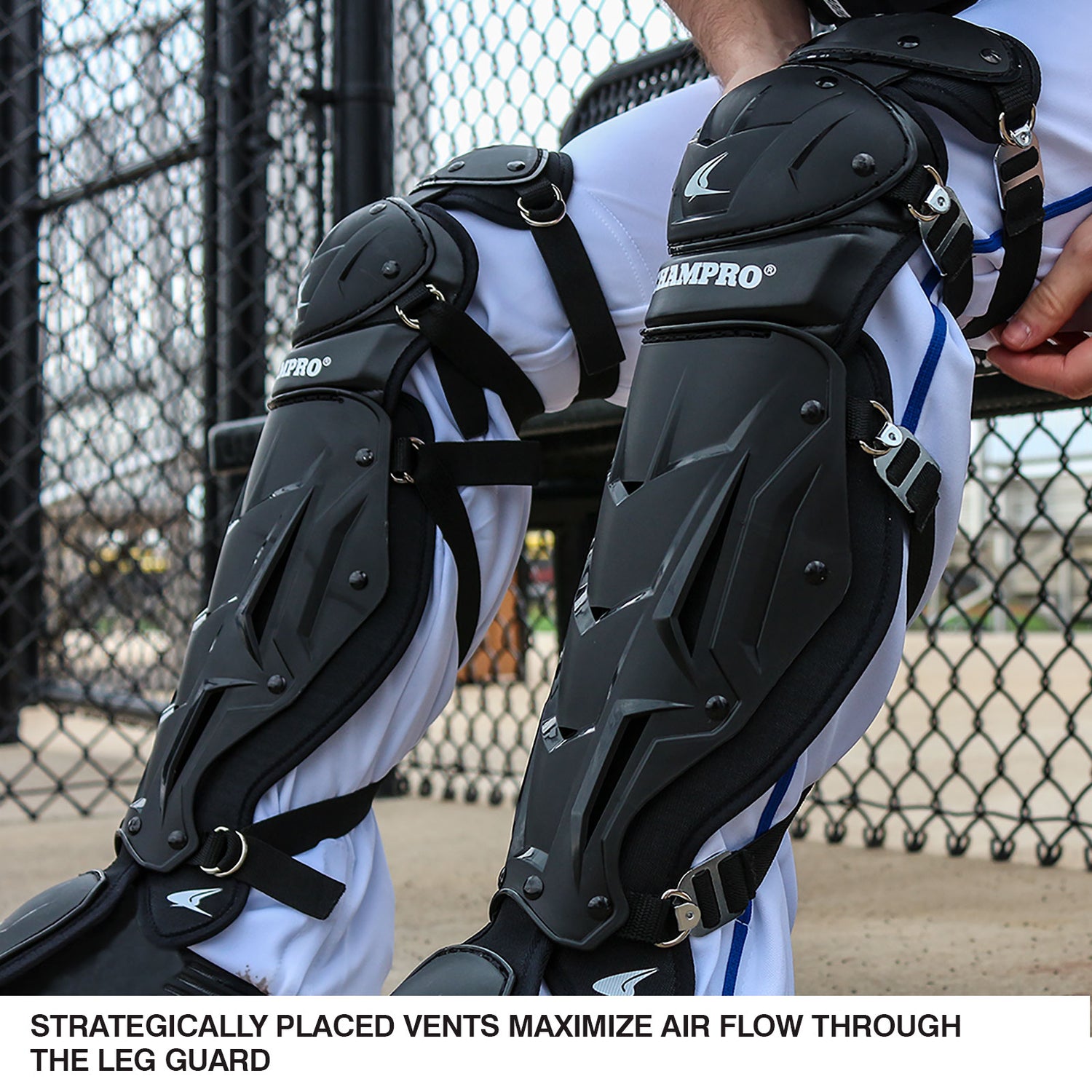 Champro Optimus MVP Senior League Double Knee Leg Guards Baseball Catcher's Protective Equipment All