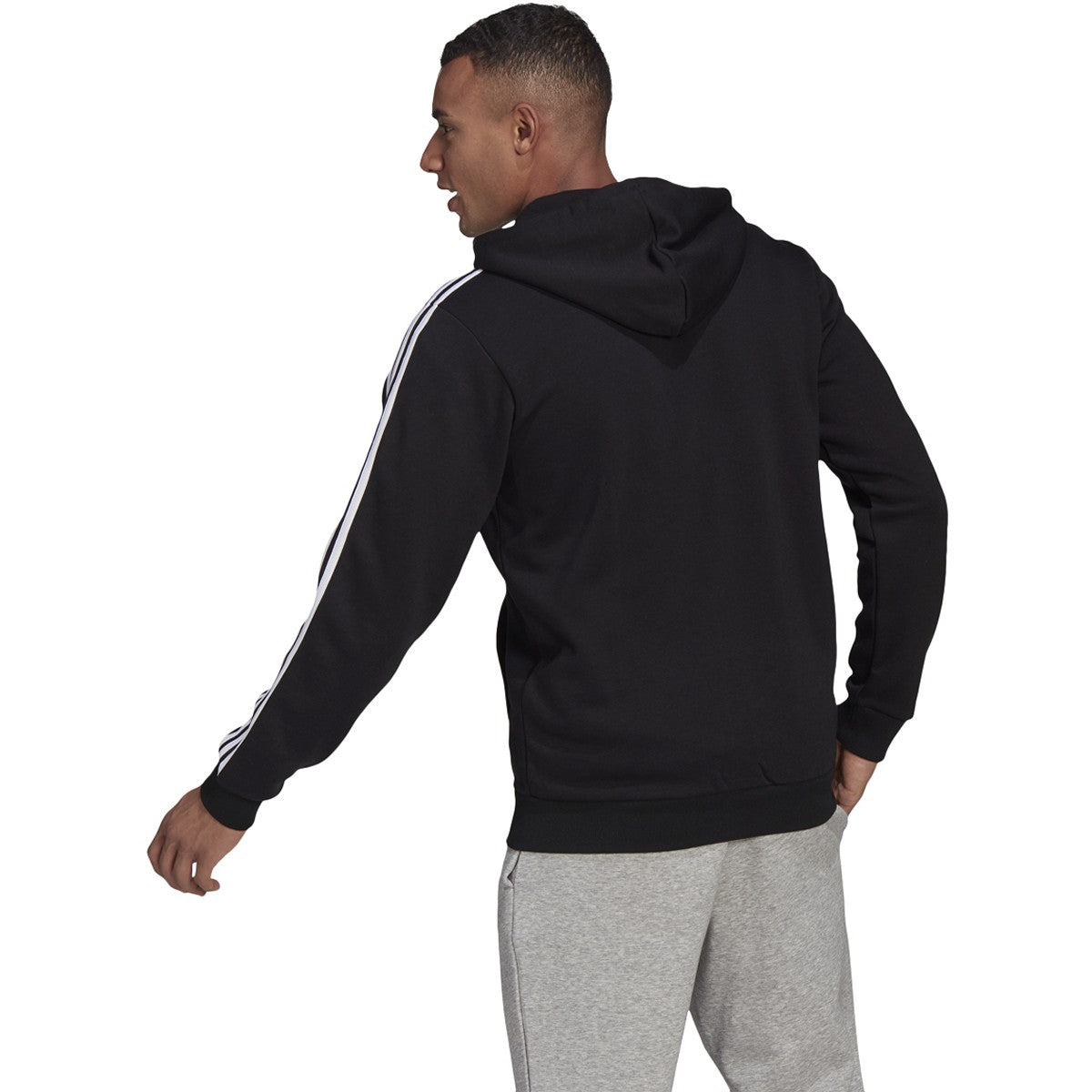 adidas Men's 3-Stripe Fleece Full Zip Hoodie Mens Apparel Sweatshirts & Fleece
