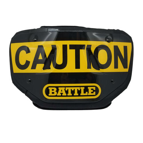 Battle Adult "Caution" Chrome Football Back Plate Football Back Plates Adult
