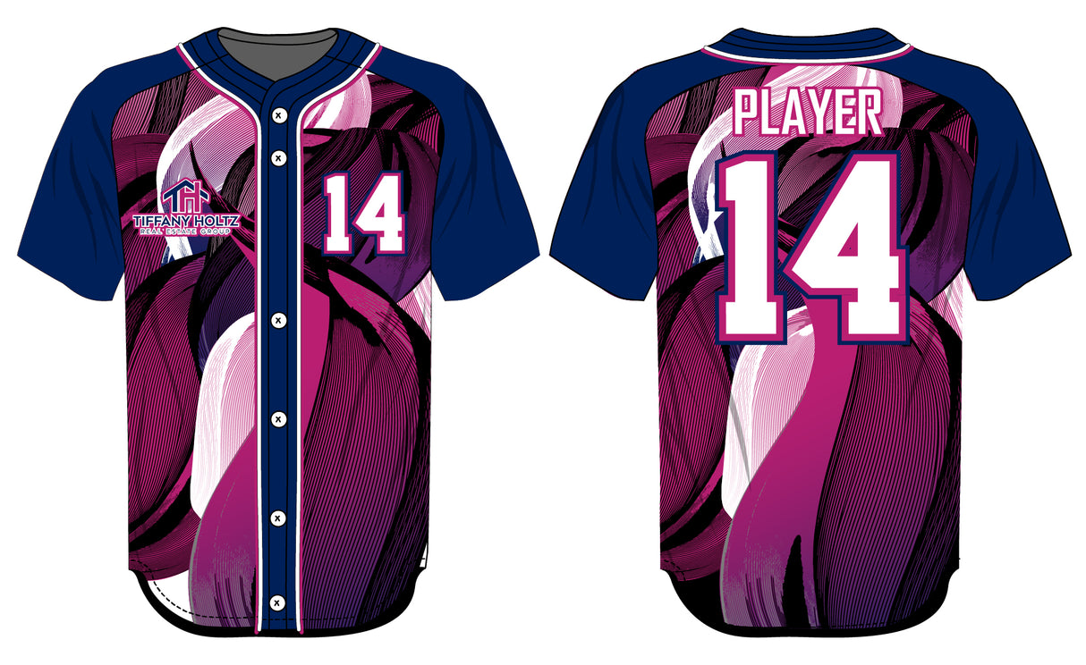 League Outfitters Custom Sublimated Elite -Sublimated Faux Full Button Jersey Team Baseball Jerseys