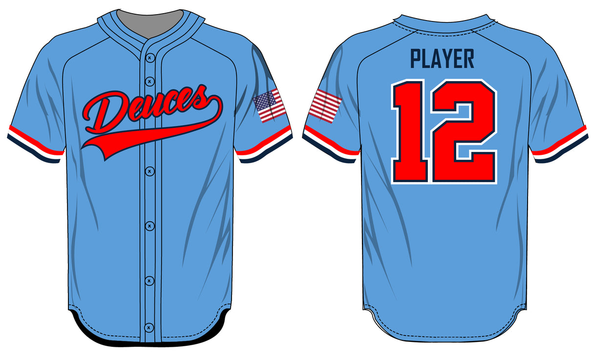 League Outfitters Custom Sublimated Elite -Sublimated Faux Full Button Jersey Team Baseball Jerseys