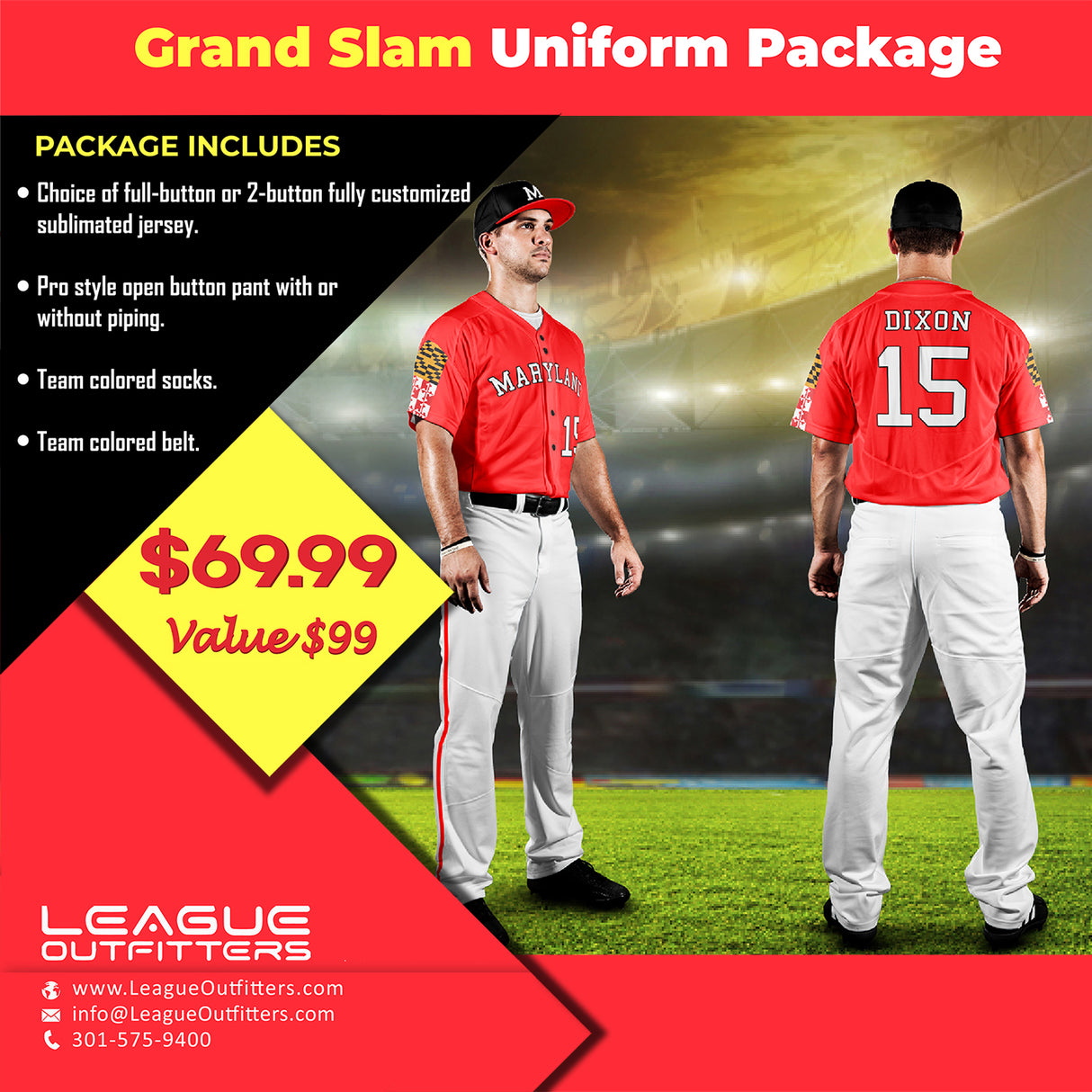 Grand Slam Uniform Package Team Baseball Uniform Package