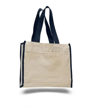 Q-Tees 14L Tote with Contrast-Color Handles Unisex Accessories Bags & Backpacks